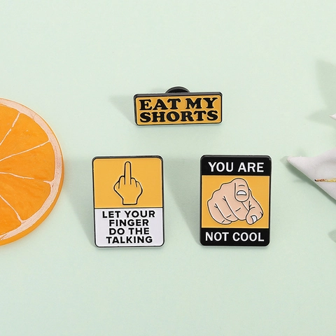 Cartoon Slogan Geste Metall Emaille Pin Abzeichen Legierung Lackiert Brosche Persönlichkeit Englisch Zitat Schmuck Für Kleidung Taschen