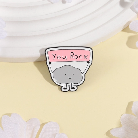Broche Émaillée Créative en Forme de Roche Avec Bannière You Rock Badge en Alliage pour Sac à Dos Vêtements Femmes Hommes