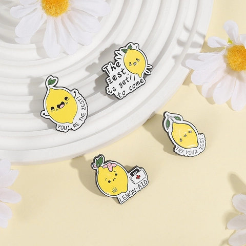 Cartoon Zitrone Emaille Pin Legierung Frucht Brosche Für Rucksack Kleidung Deko Süße Lustige Wortspiel Metall Abzeichen Geschenk