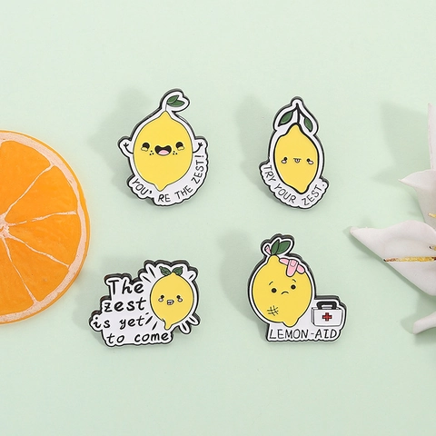 Cartoon Zitrone Emaille Pin Legierung Frucht Brosche Für Rucksack Kleidung Deko Süße Lustige Wortspiel Metall Abzeichen Geschenk