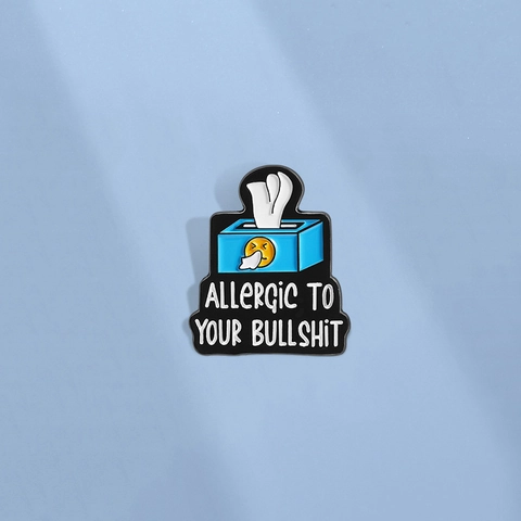 Allergic To Your Bullshit Taschentuchbox Emaille Pin Lustiger Emoji Zinklegierung Brosche Für Kleidung Taschen Rucksäcke Damen Herren