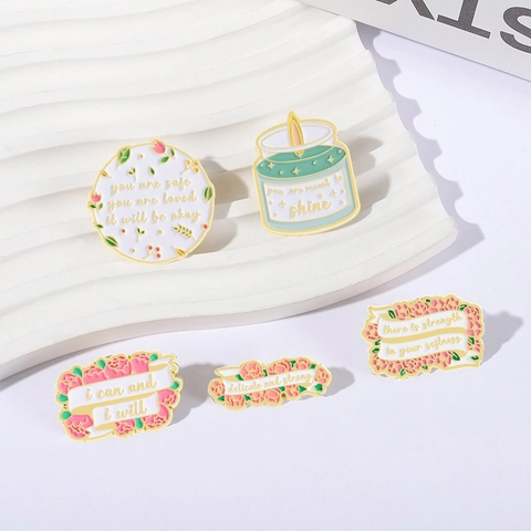 Motivational Enamel Pin Cute Floral Alloy Brooch Badge For Clothing Bag Accessories Delicate Strong Metal Jewelry