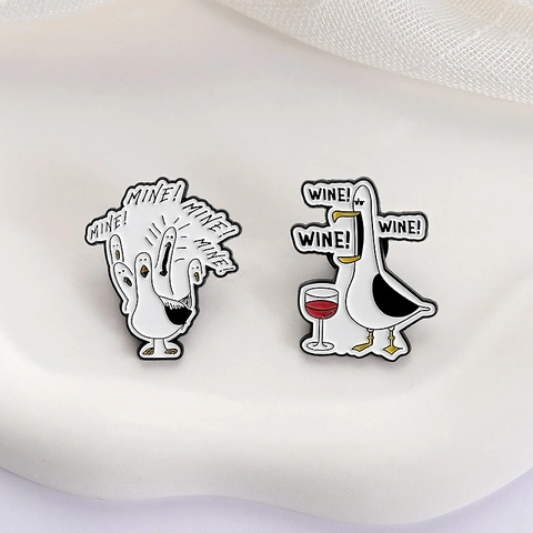 Broche de Esmalte de Gaviota de Dibujos Animados Divertidos Insignia de Aleación de Animales para Accesorios de Ropa Mochila