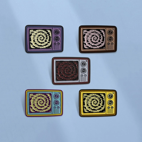 Vintage Fernseher Emaille Brosche Nischen Design Spiral Muster Legierung Pin Retro TV Abzeichen Für Rucksack Kleidung Dekor Geschenk
