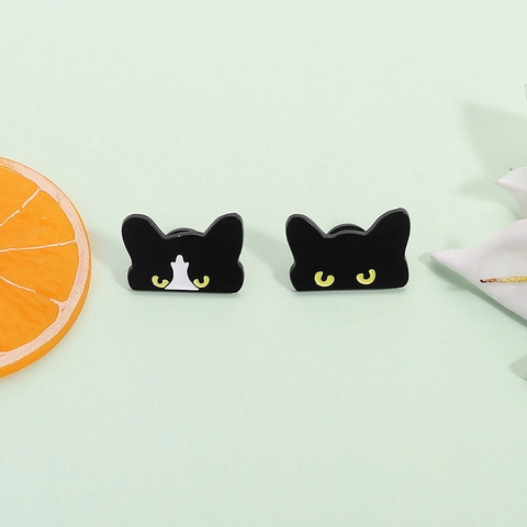 Cartoon Schwarze Katze Emaille Brosche Pin Niedliche Tier Legierung Lackierte Abzeichen Für Taschen Kleidung Zubehör Schmuck Geschenk