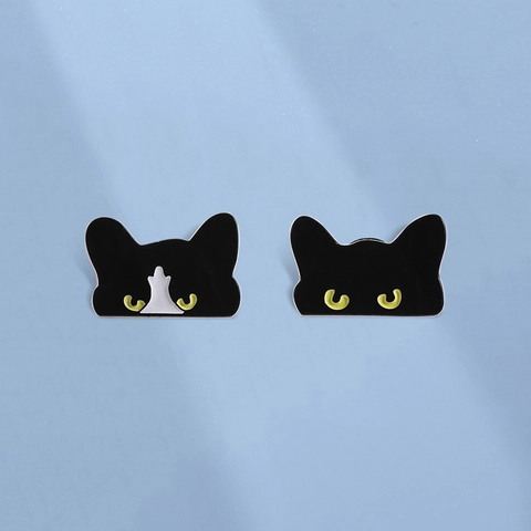 Broche de Esmalte de Gato Negro Peculiar Personalidad Animal Dibujos Animados Pin Aleación para Decoración Mochila Ropa Unisex Insignia Moda