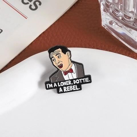 Vintage Zinc Alloy Enamel Brooch Movie Character Quote Painted Badge Funny Lapel Pin For Daily Wear Clothing Accessories