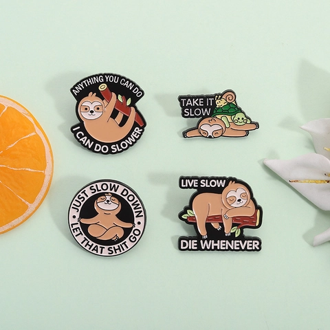Funny Cartoon Sloth Enamel Pins Zinc Alloy Metal Brooch Badges For Clothing Bags Jewelry Accessories Cute Animal Gifts