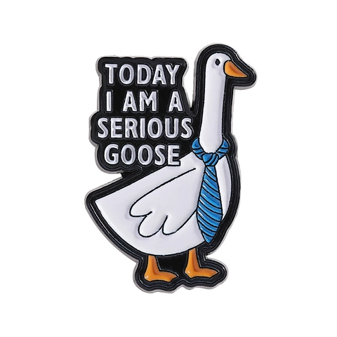 Funny Silly Goose Enamel Pin Cartoon Animal Duck Cat Brooch Humorous Quote Badge For Backpack Lapel Hat Gift For Friend Unisex Zinc Alloy Jewelry