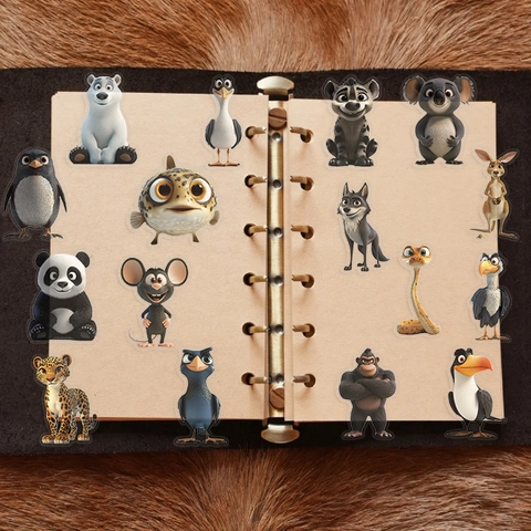 Wasserdichte PET Transparente Cartoon Tier Aufkleber Für Journal Gitarre Laptop DIY Scrapbooking Dekorative Animierte Stil Abziehbilder