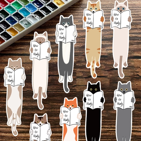 Cartoon Cat Bookmarks Cute Animal Reading Accessories White Cardboard Stationery For Students Teacher Office Supplies Gift
