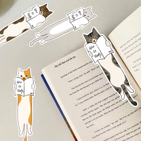 Cartoon Cat Bookmarks Cute Animal Reading Accessories White Cardboard Stationery For Students Teacher Office Supplies Gift