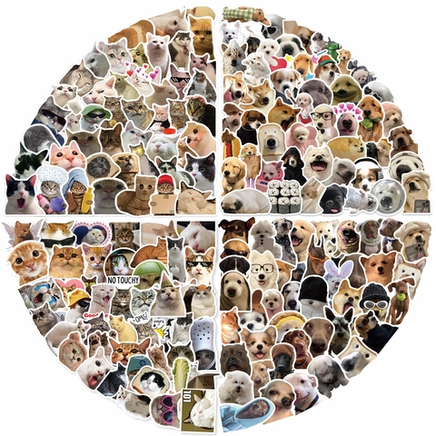 Funny Cat Dog Meme Stickers Waterproof PVC Graffiti Decals For Laptop Suitcase Guitar Water Bottle Animal Decorative Sticker