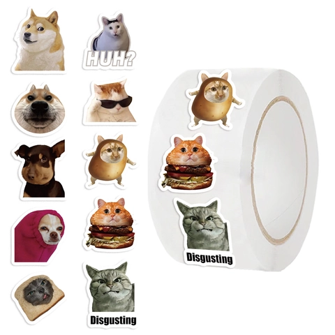 Adesivi Meme Gatto Cane Cartoon Per Scrapbooking Cancelleria Decorazione Fai Da Te Adesivi Impermeabili Per Sigillare Buste