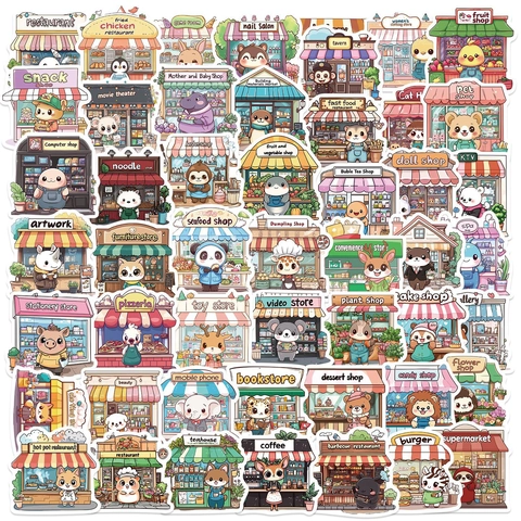 Adesivi Impermeabili in PVC con Negozi di Animali Cartone Animato per Laptop Chitarra Valigia DIY Graffiti Decalcomanie per Bambini Ragazzi