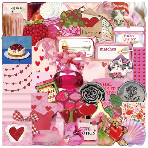Y2K Girlhood Pink Theme Graffiti Stickers Waterproof PVC Decorative Decals For Guitar Laptop Luggage Scrapbooking DIY Stickers