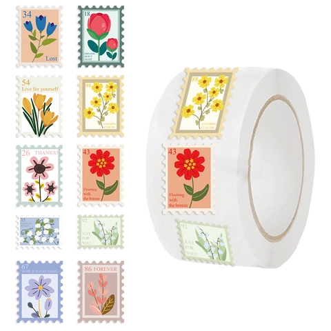 Adesivi Vintage a Francobollo Floreali in Carta Washi Decorativi per Scrapbooking Journaling Sigillo per Buste Fai da Te