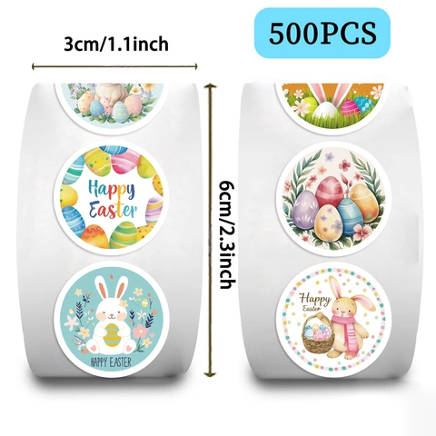 Easter Sticker Roll Washi Paper Bunny Egg Flower Pattern Decorative Seal Labels For Envelopes Gift Cards Scrapbooking