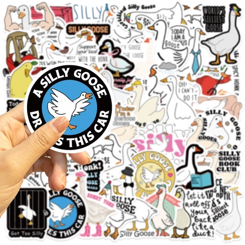 Silly Goose Cartoon Stickers Waterproof PVC Funny Meme Decals For Laptop Luggage Guitar Skateboard Water Bottle Decoration