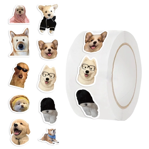 Rotolo di Adesivi Espressioni Buffe Cane Nastro Adesivo Washi per Scrapbooking Journaling Sigillatura Buste Decorazione