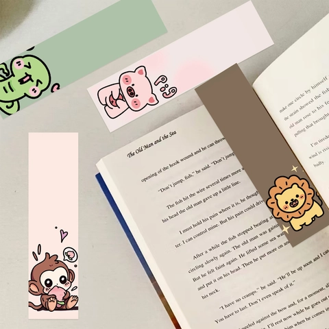 Cartoon Animal Illustration Bookmarks White Cardboard Page Marker For Reading Stationery Gift For Kids Students School Office