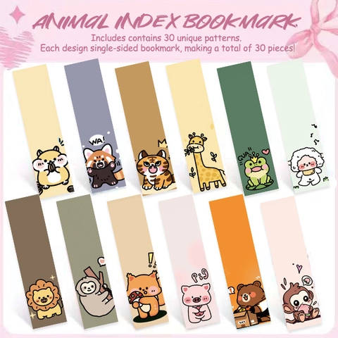 Cartoon Animal Illustration Bookmarks White Cardboard Page Marker For Reading Stationery Gift For Kids Students School Office