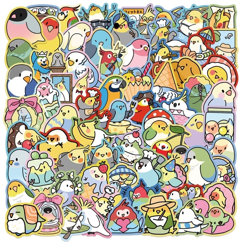 Cartone Animato Pappagallo Graffiti Adesivi Impermeabile Uccello Decalcomanie per Laptop Bagaglio Chitarra DIY Journal Decorativi