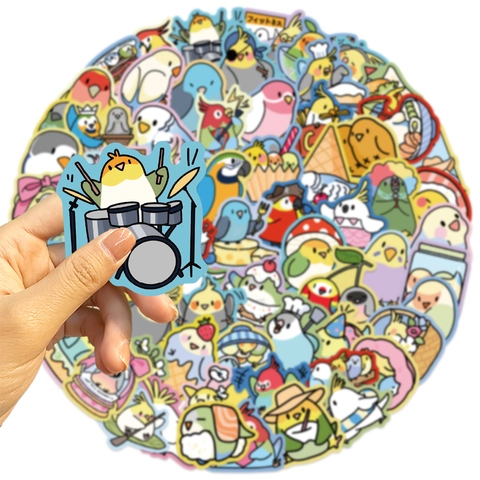 Cartone Animato Pappagallo Graffiti Adesivi Impermeabile Uccello Decalcomanie per Laptop Bagaglio Chitarra DIY Journal Decorativi