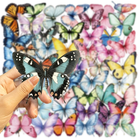 Colorful Butterfly Stickers Waterproof PET Transparent Decorative Decals For Scrapbooking Journaling Laptop DIY Craft Supplies