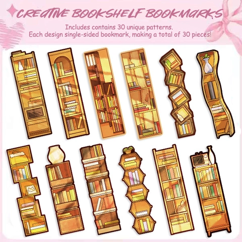 Esthetische Boekenplank Serie Papieren Bladwijzers Vintage Handgetekende Illustratie Leesaccessoires Voor Lezers Studenten DIY Journaling