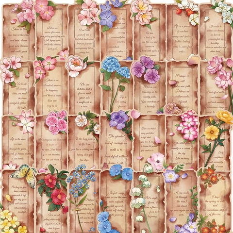 Vintage Floral Paper Bookmarks Aesthetic Hand-painted Watercolor Flower Reading Tags With Inspirational Quotes For Book Lovers Scrapbooking DIY Decorative Stationery