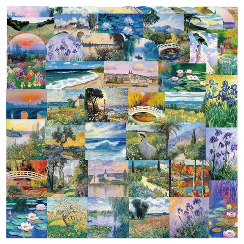 Adesivi Pittura Olio Impressionista Stile Monet Van Gogh Impermeabile PVC Decorativo Per Laptop Valigia Fai Da Te