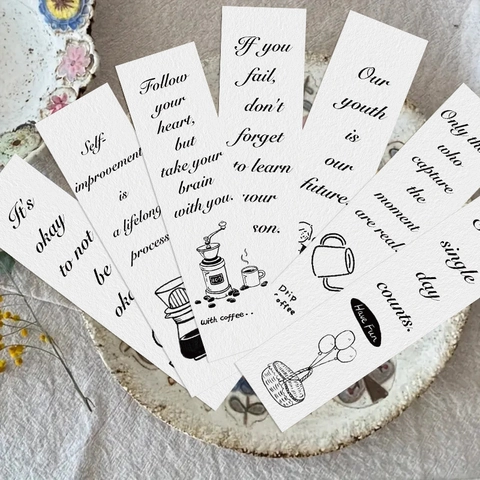 Inspirational Quotes Paper Bookmarks Black And White Hand Drawn Illustration Artistic Book Marks For Reading Journaling DIY
