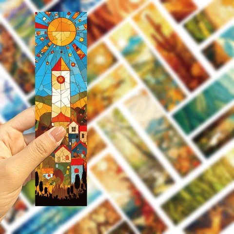 Stained Glass Art Paper Bookmarks Artistic Landscape Floral Pattern Reading Material For Students Book Lovers Gift
