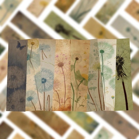 Retro Dandelion Cardstock Bookmarks Set For Scrapbooking Journaling Decoration DIY Art Supplies For Students Readers