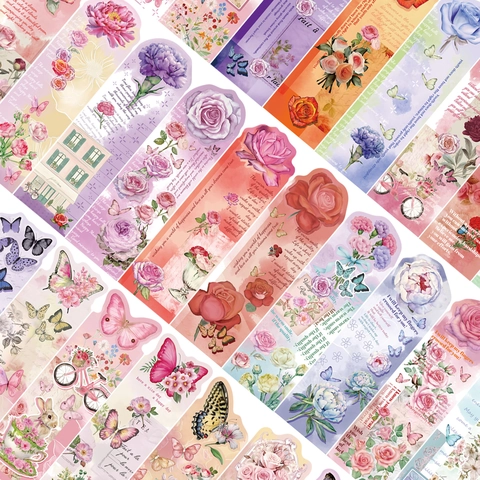 Vintage Butterfly Floral Paper Bookmarks For Reading DIY Scrapbooking Supplies Artistic Dreamy Style Journal Accessories For Student Women