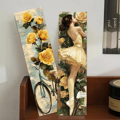 Vintage Kunstpapier Lesezeichen Retro Floral Rose Ballerina Illustration Lesezeichen Für Lesen Journaling DIY Deko Geschenk