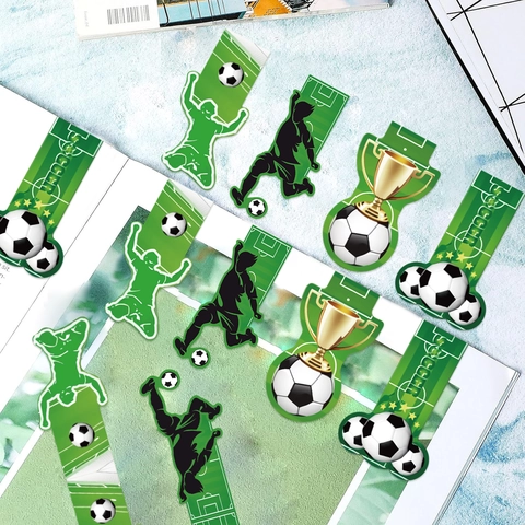 Soccer Theme Magnetic Bookmarks Set For Students Reading Page Markers Green Athletic Athletes Trophy Style Stationery Office Supplies