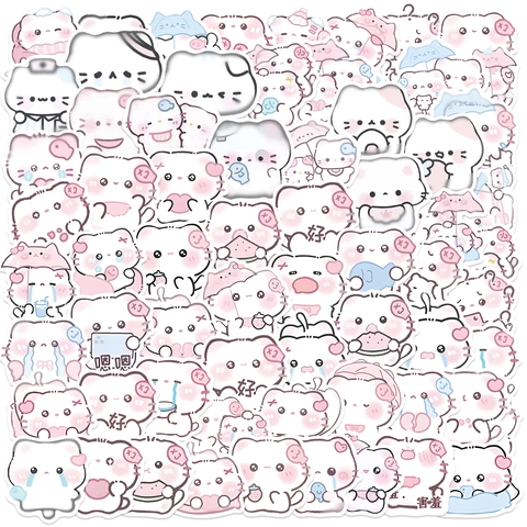 Adesivi per Gatti a Fumetti Pioggia e Nebbia Impermeabili in PVC Adesivi Decorativi Fai-da-Te per Laptop Chitarra Bagaglio Custodia per Telefono