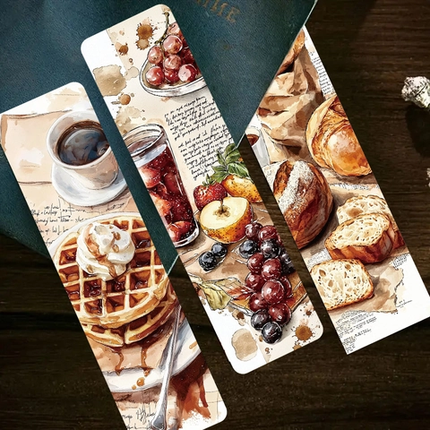 30pcs Vintage Watercolor Coffee Dessert Paper Bookmarks Set For Journaling Reading DIY Artistic Stationery Gifts For Women Students