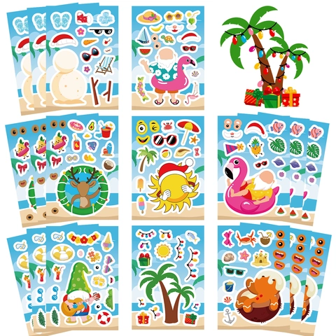 Autocollants Dessin Animé Noël Plage d'Été Imperméable PVC DIY Scrapbooking Journal Coque Téléphone Portable Laptop Stickers Décoratifs