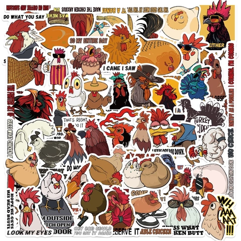 Humorous Cartoon Chicken Stickers For Laptop Suitcase Guitar Waterproof PVC Hen Decals DIY Decoration Funny Animal Sticker Collection