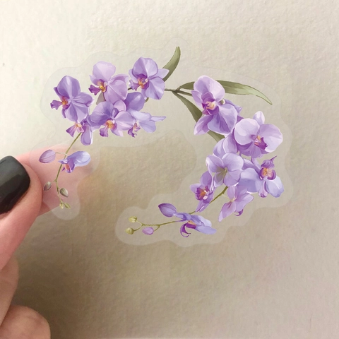 Transparent Waterproof PET Orchid Floral Stickers Artistic Botanical Illustration Decals For Scrapbooking Journaling Decoration DIY Crafts