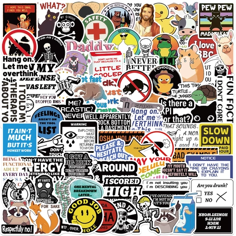 Funny Prank Meme Stickers Waterproof PVC Vinyl Decals For Laptop Luggage Water Bottle Scrapbooking Assorted Humorous Stickers