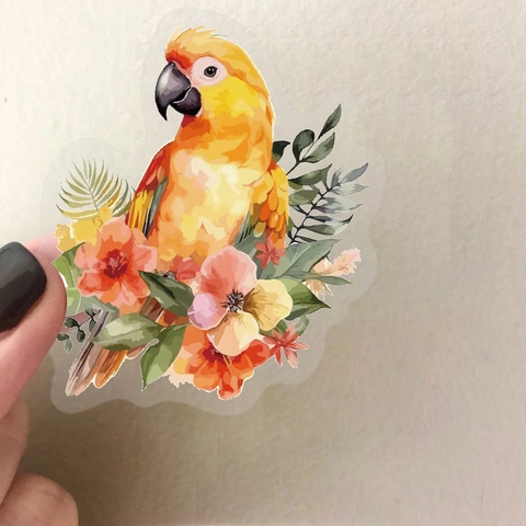 Pegatinas Impermeables de PET Transparente con Pájaros de Acuarela Calcomanías Botánicas para Álbumes de Recortes Diario DIY