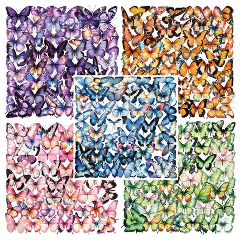 Wasserdichte Transparente PET Schmetterling Aufkleber Für Scrapbooking Journaling DIY Kunst Handwerk Dekorative Ästhetische Decals