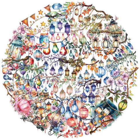 Waterdichte Transparante PET Stickers Pack Aquarell Dromerige Lantaarn Lamp Ontwerp Voor Scrapbooking Laptop Dagboek Decals