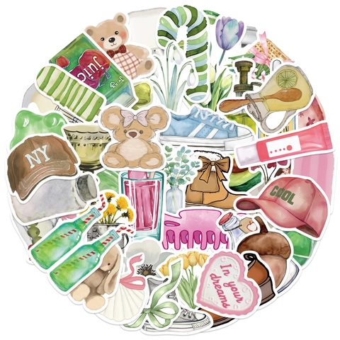 INS Stijl Handgetekende Aquarel Stickers Waterdichte Decoratieve Decals Voor Laptop Koffer Gitaar Journal DIY Kantoorbenodigdheden Stickers