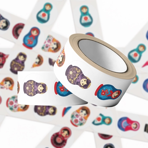 Russian Matryoshka Doll Round Stickers Decorative PVC Sealing Labels For Scrapbooking Envelope Gift Packaging Stationery