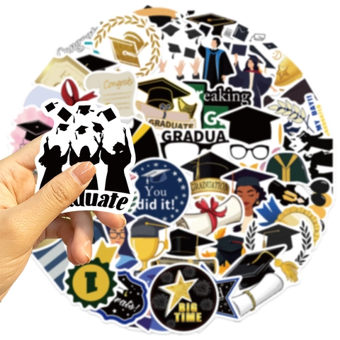 Graduation Theme Decorative Stickers Waterproof Vinyl Decals For Laptop Luggage Water Bottle Scrapbooking Congrats Grad Decor
